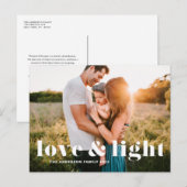 Liefde en Licht Vette Typografie Hanukkah Foto Feestdagenkaart (Voorkant / Achterkant)