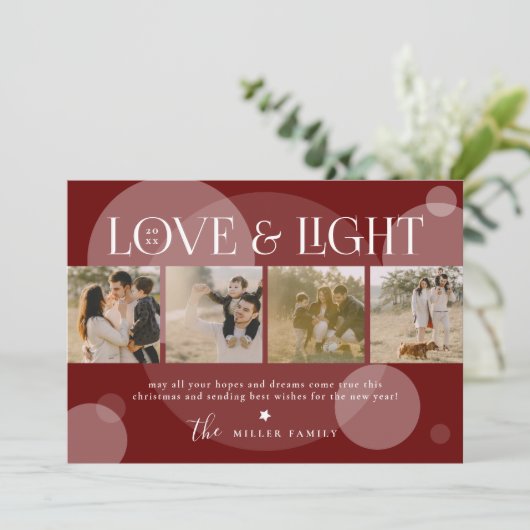 Liefde en lichte foto's kerstfeestdag Kaart met co (Staand voorkant)