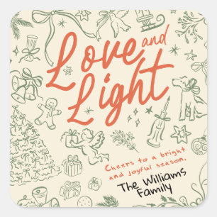 Liefde en lichte kerst vierkante sticker