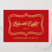 Liefde en lichte Klassieke Gold Lijst Folie Folie Feestdagenkaart (Voorkant)