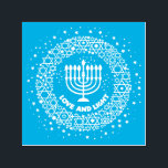 Liefde en lichte menorah zelfinkende stempel<br><div class="desc">Viel acht dagen en acht nachten van het festival van Lichten met Hanukkakaarten en geschenken. Het festival van de lichten is hier. Licht de menorah aan, speel met het droesdel en feast op latkes en sufganiyots. Viel de geest van Hanukkah met vrienden, familie en geliefden om hen Happy Hanukkah te...</div>