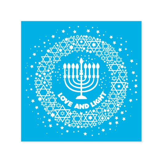 Liefde en lichte menorah zelfinkende stempel (Design)