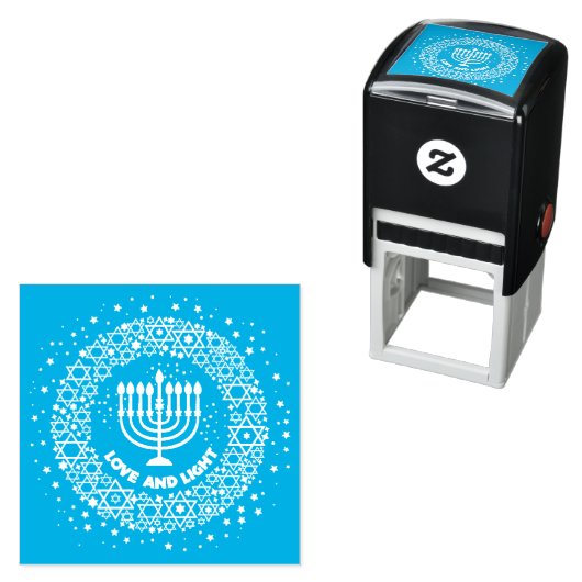 Liefde en lichte menorah zelfinkende stempel (In situ)