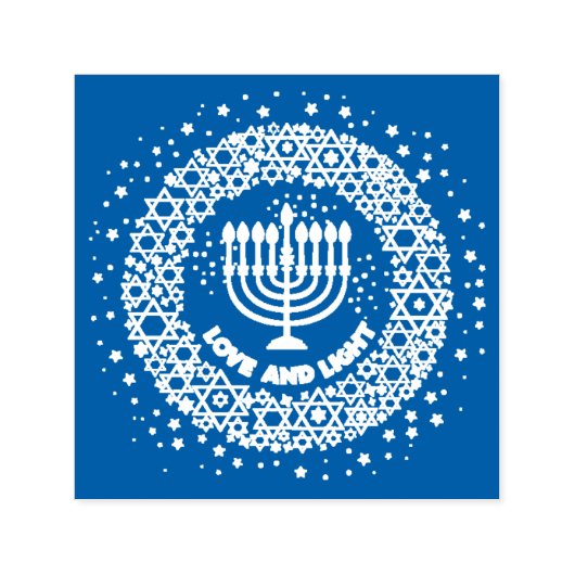 Liefde en lichte menorah  zelfinktende stempel (Design)