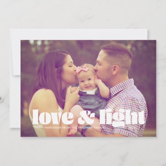 Liefde en Light Single Photo Hanukkah Kaart (Voorkant)