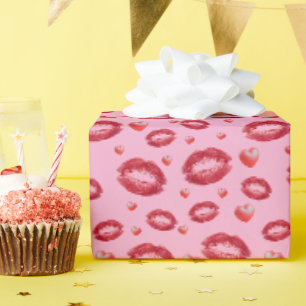 Liefde En Lippenstift Kusjes Cadeaupapier
