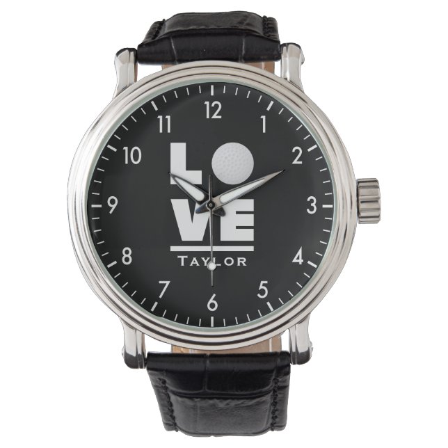 Liefde en Live Golf Sports voor aangepaste naam Horloge (Voorkant)