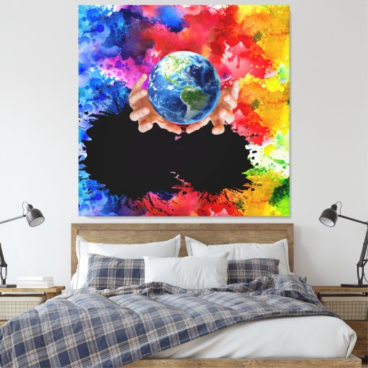 Liefde en menselijkheid zullen de moderne kunst ni canvas afdruk (Insitu (Slaapkamer))