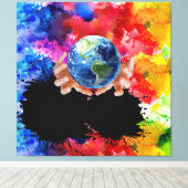 Liefde en menselijkheid zullen de moderne kunst ni canvas afdruk (Insitu (Houten vloer))