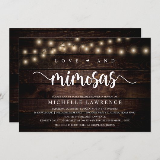 Liefde en Mimosas, Rustic Vrijgezellenfeest Celebr Kaart (Voorkant / Achterkant)