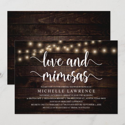 Liefde en Mimosas, Rustic Vrijgezellenfeest Celebr Kaart (Voorkant / Achterkant)