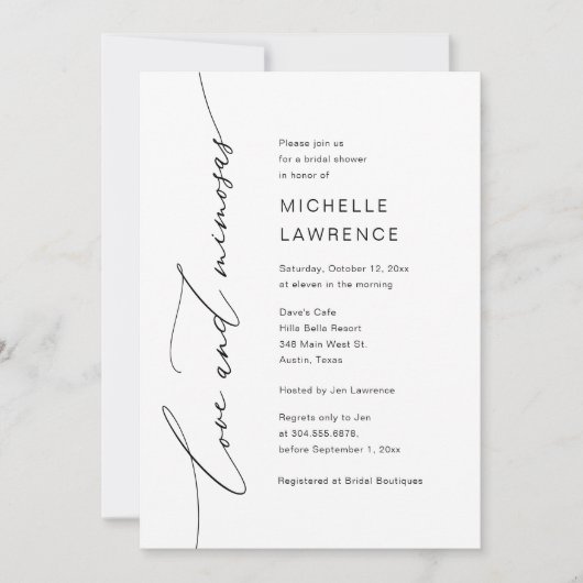 Liefde en Mimosas, Vrijgezellenfeest Feestviering Kaart (Voorkant)