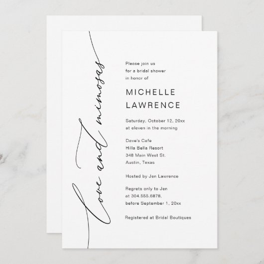 Liefde en Mimosas, Vrijgezellenfeest Feestviering Kaart (Voorkant / Achterkant)