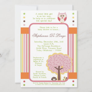 Liefde en Natuur Meisje Woodla Baby shower Uitnodi Kaart