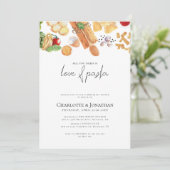 Liefde en Pasta Italiaans Modern Repetitie Diner Kaart (Staand voorkant)