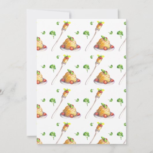 Liefde en Pasta Waterverf Italiaans Vrijgezellenfe Kaart (Achterkant)