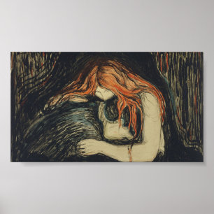 Liefde en Pijn (De vampier) (door Edvard Munch) Poster