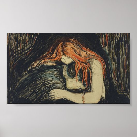 Liefde en Pijn (De vampier) (door Edvard Munch) Poster (Voorkant)
