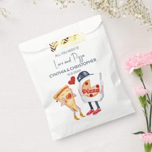 Liefde en pizza grappige bruiloft bedankzakje (Gezegeld)