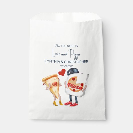 Liefde en pizza grappige bruiloft bedankzakje (Voorkant)