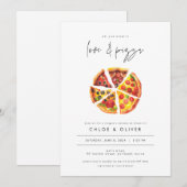 Liefde en Pizza Koppels Bruisfeest Uitnodiging Ver (Voorkant / Achterkant)