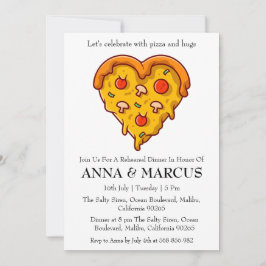 Liefde en Pizza Leuke repetitie Uitnodigingen voor