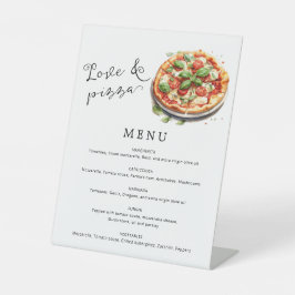 Liefde en Pizza Menu Reclamebord Met Voetstuk