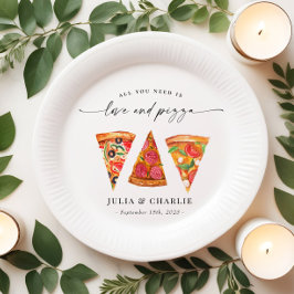 Liefde en Pizza Proefavondmaal Papieren Bordje