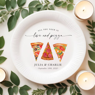 Liefde en Pizza Proefavondmaal Papieren Bordje