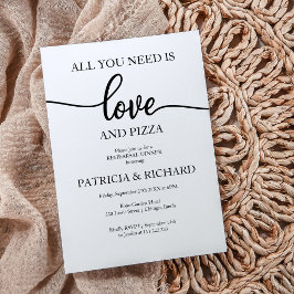 Liefde en pizza repetitie diner bruiloft uitnodigi kaart