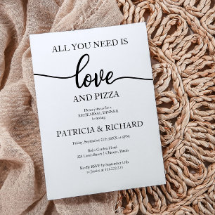 Liefde en pizza repetitie diner bruiloft uitnodigi kaart