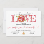 Liefde en Pizza Verloving Italiaans Diner Kaart (Voorkant)