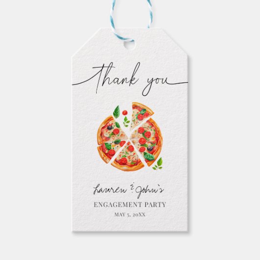 Liefde en pizza verlovingsfeest cadeaulabel (Voorkant)