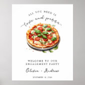 Liefde en Pizza Verlovingsfeest Welkom Bruiloft Poster (Voorkant)
