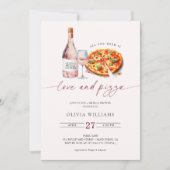 Liefde en Pizza Vrijgezellenfeest Wijn Kaart (Voorkant)