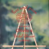 Liefde en Pizza Whimsical Bruidsborrel Acryl Bord (Neutraal)