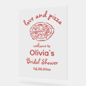 Liefde en Pizza Whimsical Bruidsborrel Acryl Bord (Hoek)