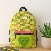 Liefde en regenbogen groen bedrukte rugzak