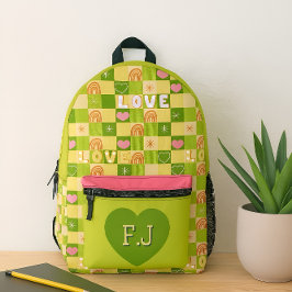 Liefde en regenbogen groen bedrukte rugzak