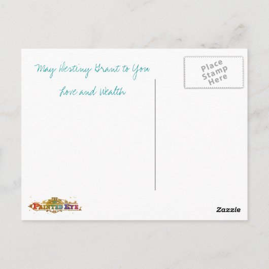 Liefde en rijkdom voor jou briefkaart (Achterkant)