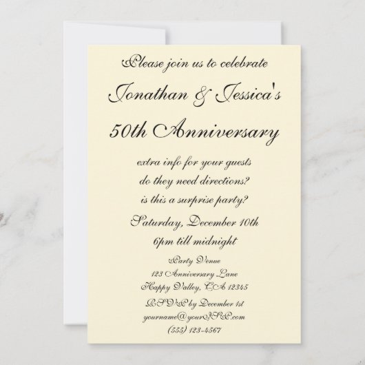  liefde en Romance, 50e Jubileum Partij Kaart (Achterkant)