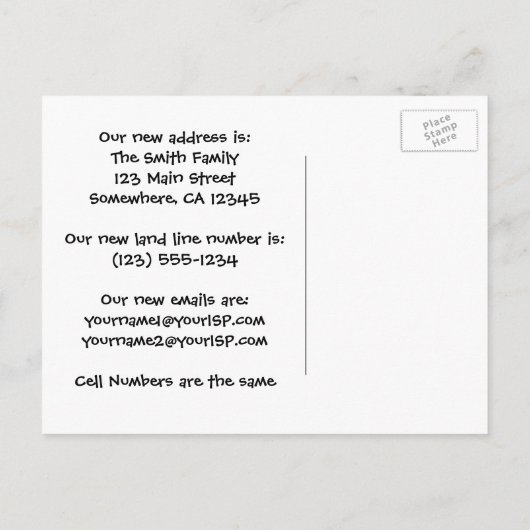  liefde en Romance, adreswijziging Aankondigingskaart (Achterkant)