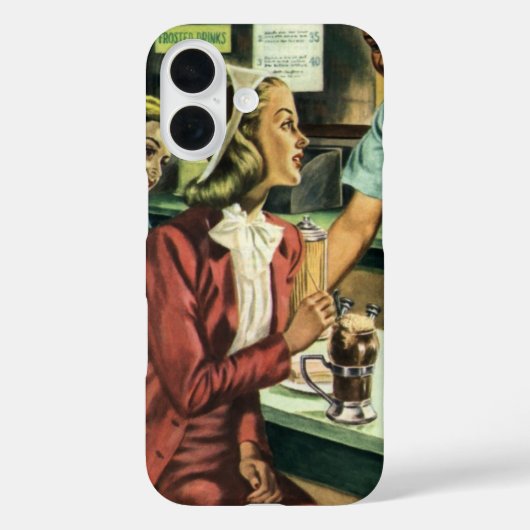 liefde en Romance, dame bij de Soda Shop Case-Mate iPhone Case (Achterkant)