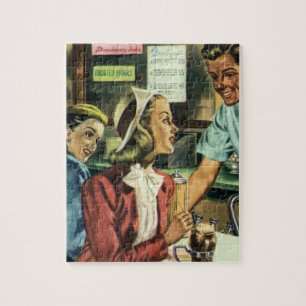 liefde en Romance, dame bij de Soda Shop Legpuzzel