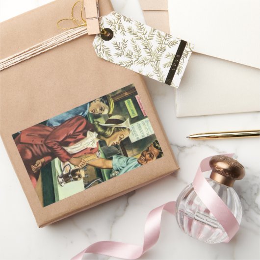  liefde en Romance, dame bij de Soda Shop Rechthoekige Sticker (Geschenken)