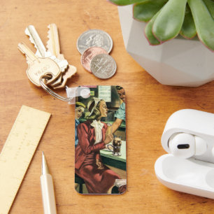  liefde en Romance, dame bij de Soda Shop Sleutelhanger