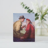  liefde en Romance, een paar bij Football Game Briefkaart (Staand voorkant)