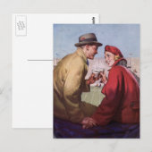  liefde en Romance, een paar bij Football Game Briefkaart (Voorkant / Achterkant)