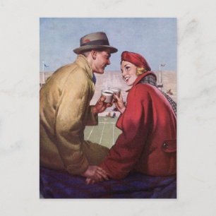  liefde en Romance, een paar bij Football Game Briefkaart