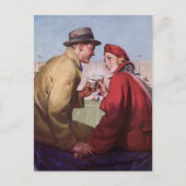  liefde en Romance, een paar bij Football Game Briefkaart (Voorkant)